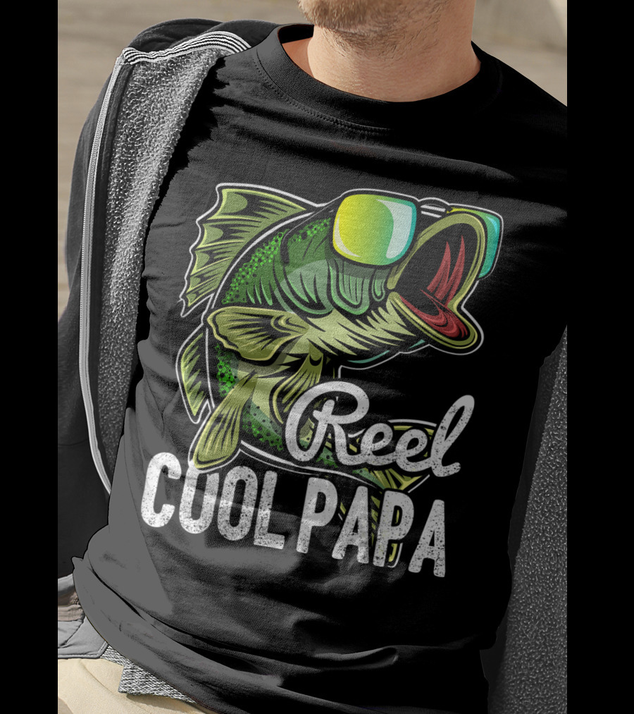 Mens Reel Cool Papa Fishing Sunglasses Father's T-Shirt