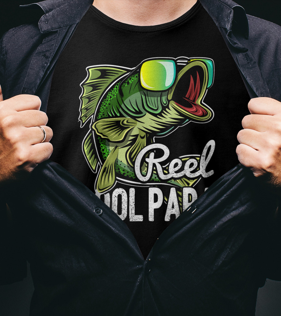 Mens Reel Cool Papa Fishing Sunglasses Father's T-Shirt