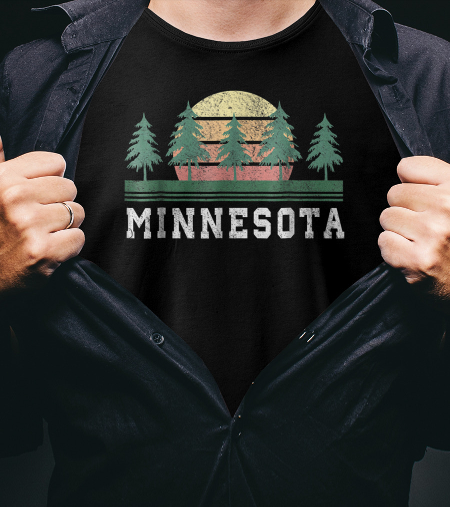 Minnesota Retro Sunset Trees T-Shirt