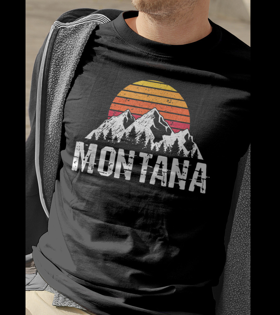 Montana Vintage Mountain Sun Retro Sunset Timberline T-Shirt