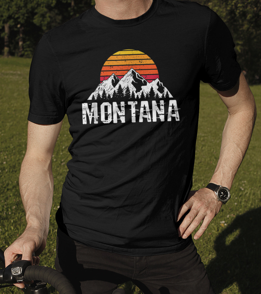 Montana Vintage Mountain Sun Retro Sunset Timberline T-Shirt
