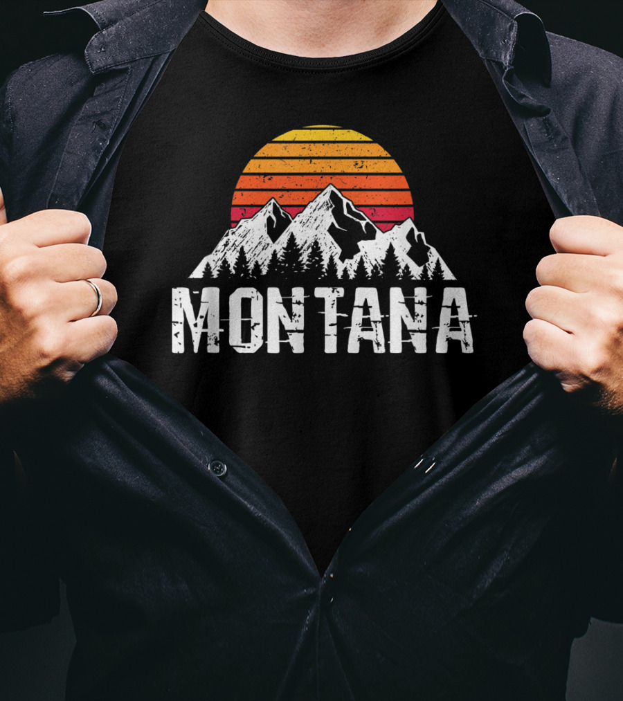 Montana Vintage Mountain Sun Retro Sunset Timberline T-Shirt