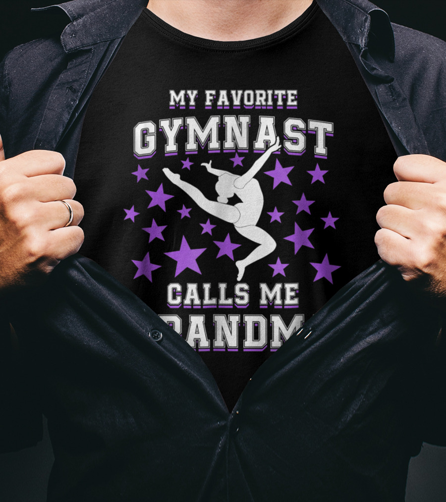 My Favorite Gymnast Calls Me Grandma Gymnast Star Pattern Leaping T-Shirt