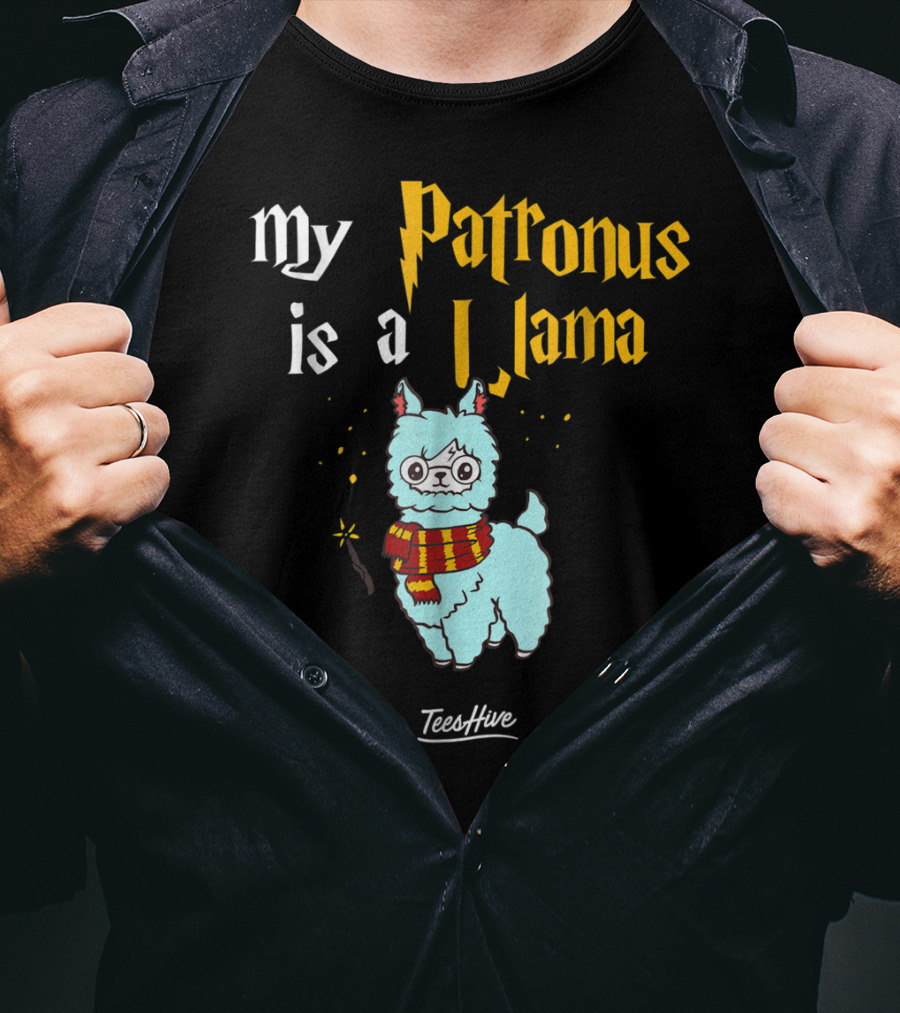 My Patronus Is A Llama Funny Llama Lover Magic Wand Scarf TeesHive T-Shirt