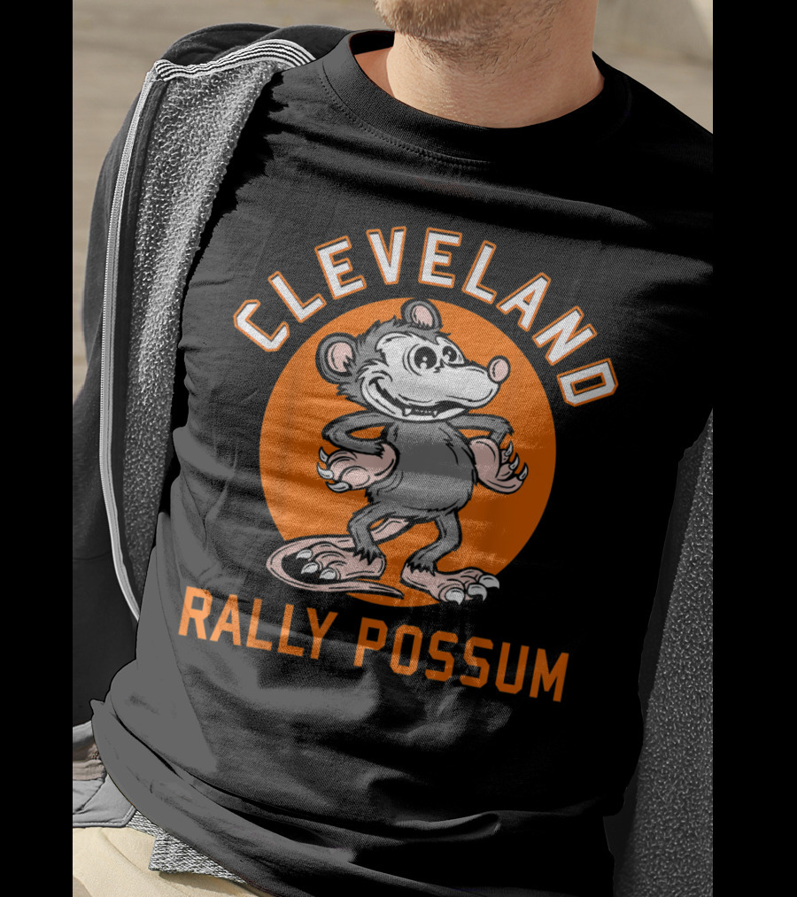 Cleveland Rally Possum Baseball Team Spirit Orange Background T-Shirt