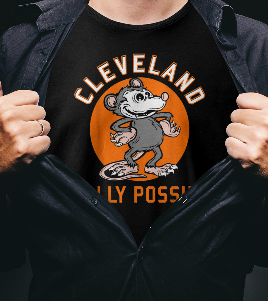 Cleveland Rally Possum Baseball Team Spirit Orange Background T-Shirt