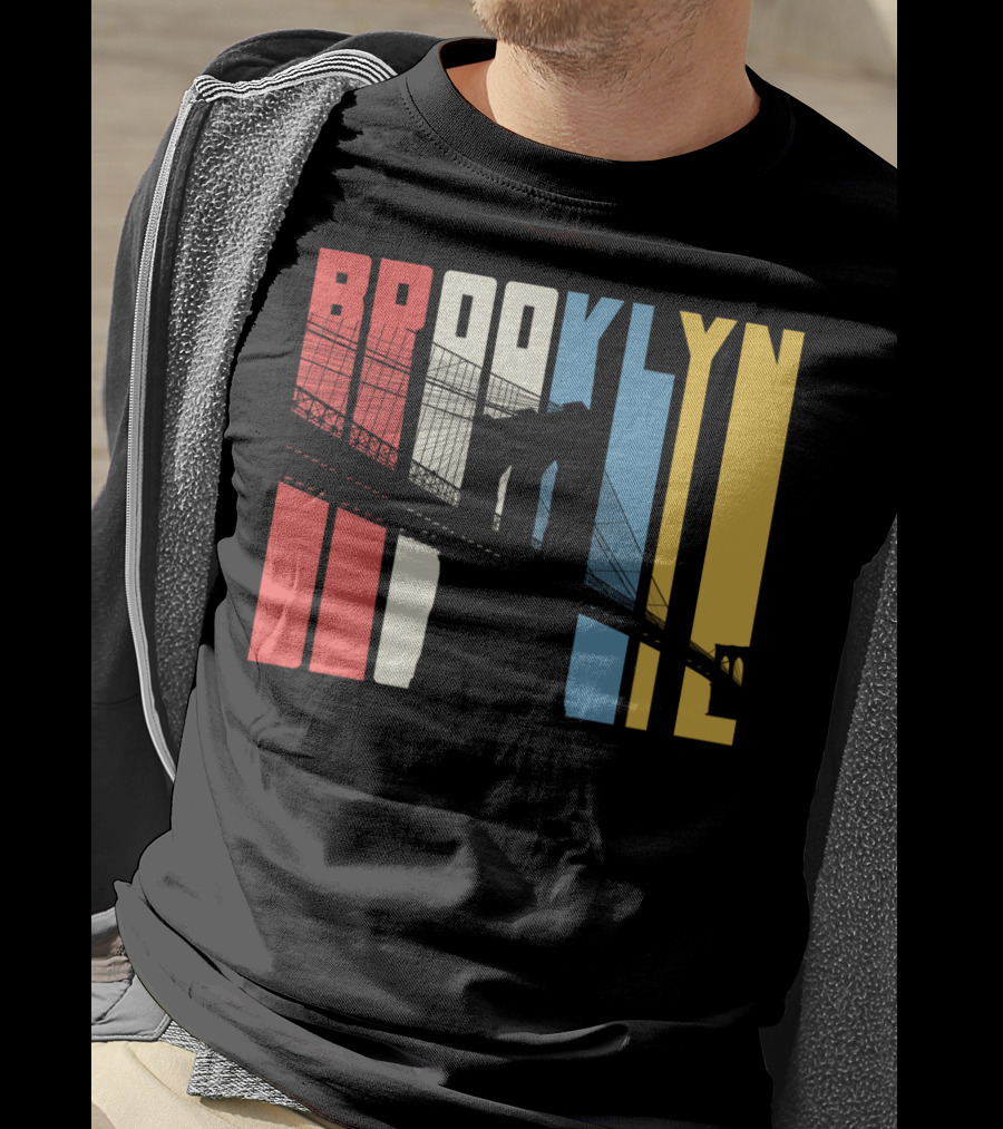 Brooklyn Bridge New York City Red Blue Yellow T-Shirt