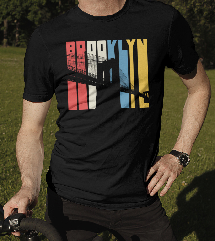 Brooklyn Bridge New York City Red Blue Yellow T-Shirt