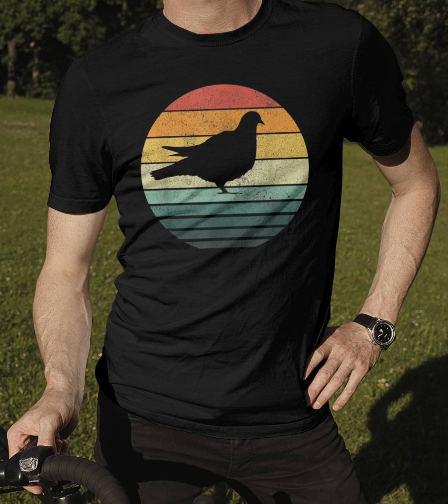 Pigeon Silhouette Vintage 70s Sunset Animal Natur Retro T-Shirt