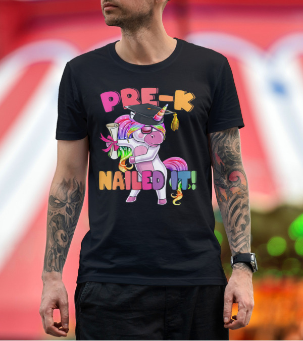 Premium T-Shirt: Pre-K Nailed It Flossing Rainbow Unicorn Graduation T-Shirt Pre-K Nailed It Flossing Rainbow Unicorn Graduation T-Shirt