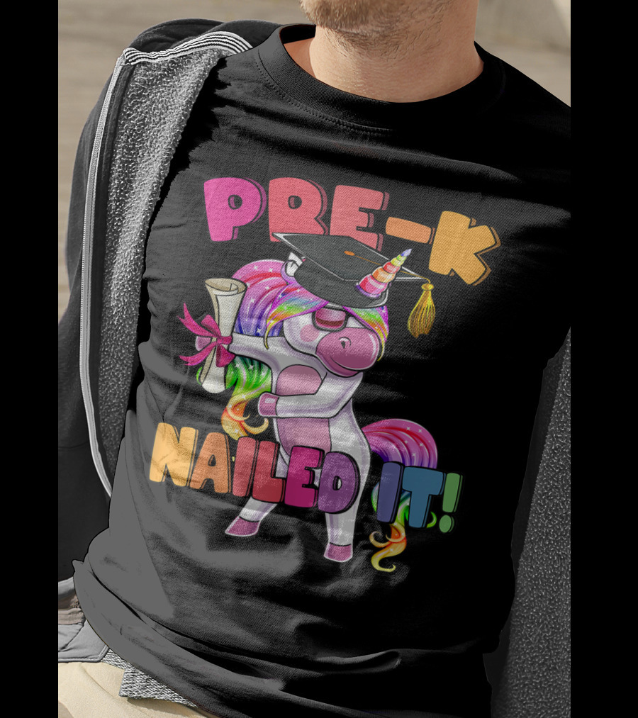 Pre-K Nailed It Flossing Rainbow Unicorn Graduation T-Shirt
