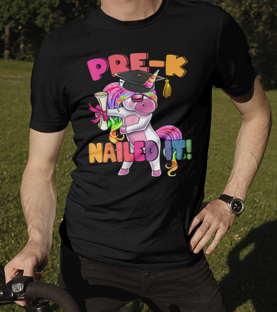 Pre-K Nailed It Flossing Rainbow Unicorn Graduation T-Shirt