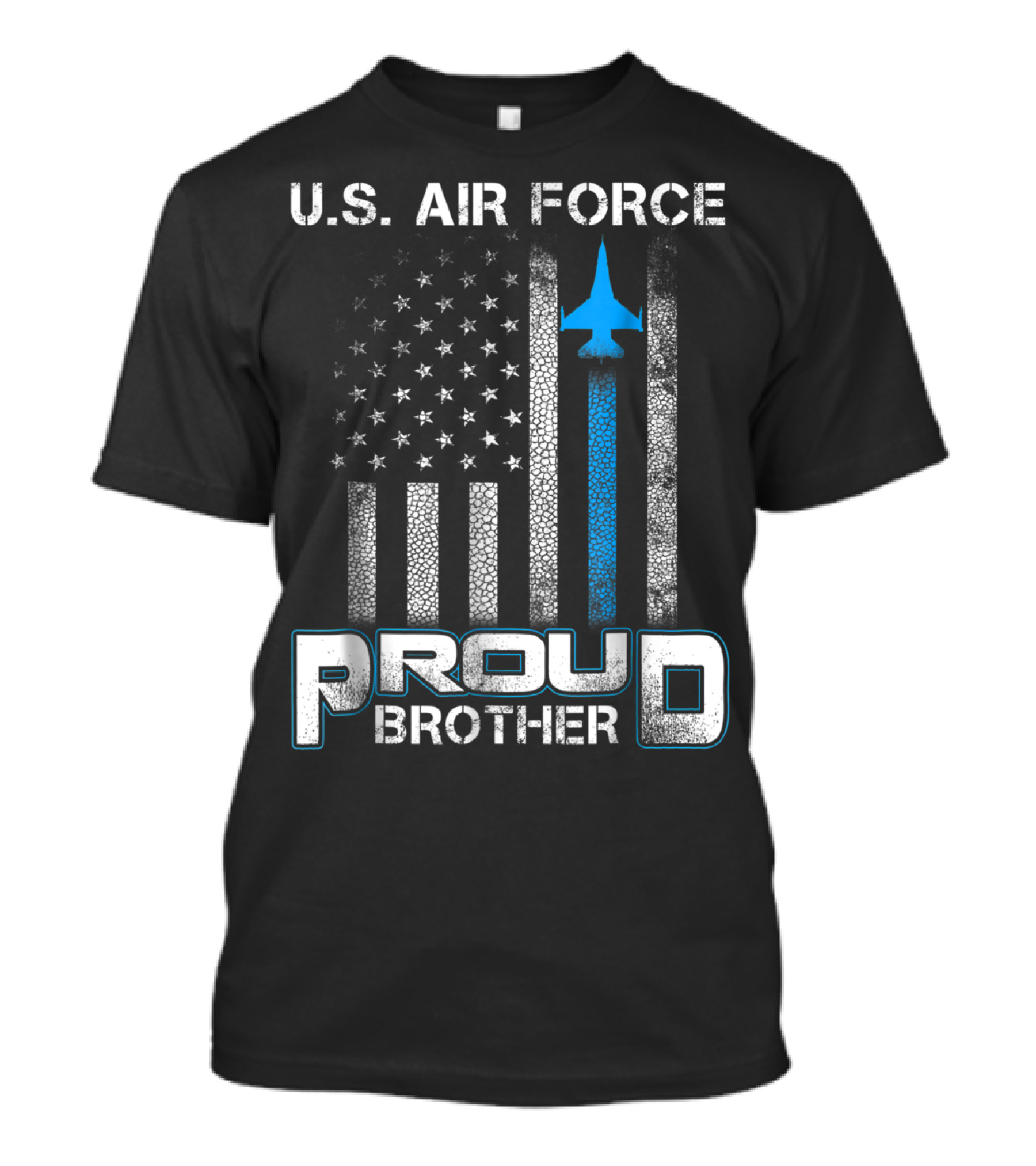 U.S. Air Force Proud Brother American Flag Blue Jet T-Shirt