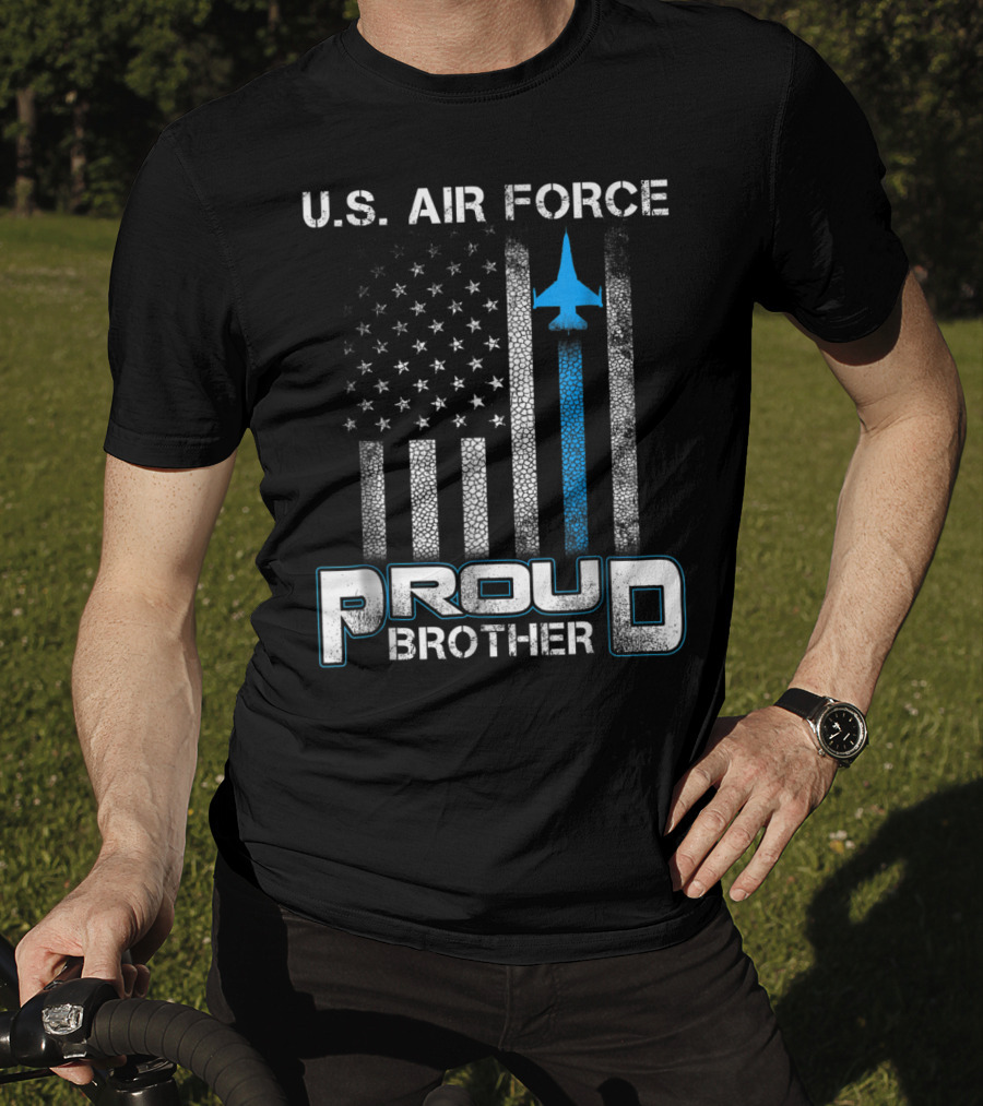 U.S. Air Force Proud Brother American Flag Blue Jet T-Shirt