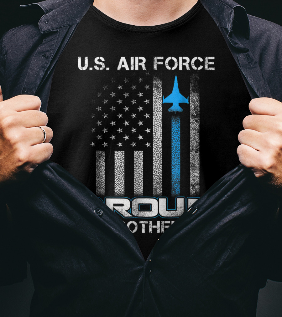 U.S. Air Force Proud Brother American Flag Blue Jet T-Shirt