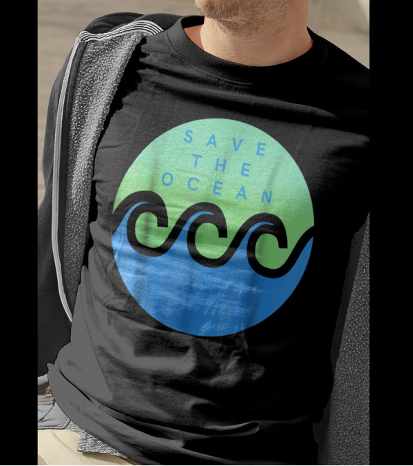 Save The Ocean Stop The Pollution Of Our Seas Waves Circle T-Shirt