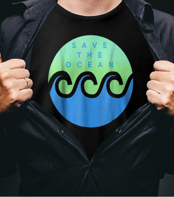 Save The Ocean Stop The Pollution Of Our Seas Waves Circle T-Shirt