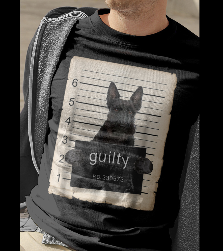 Scottish Terrier Mugshot Guilty Dog P.D. 230573 T-Shirt