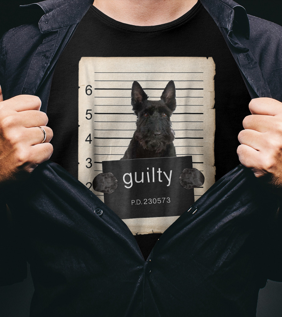 Scottish Terrier Mugshot Guilty Dog P.D. 230573 T-Shirt