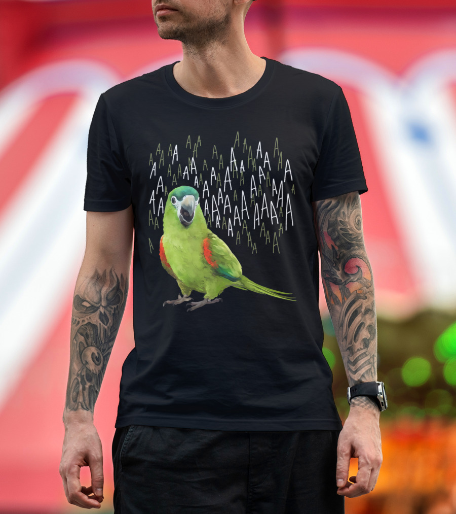 Screaming Hahn's Macaw AAAA Repeated Green and Red Parrot T-Shirt