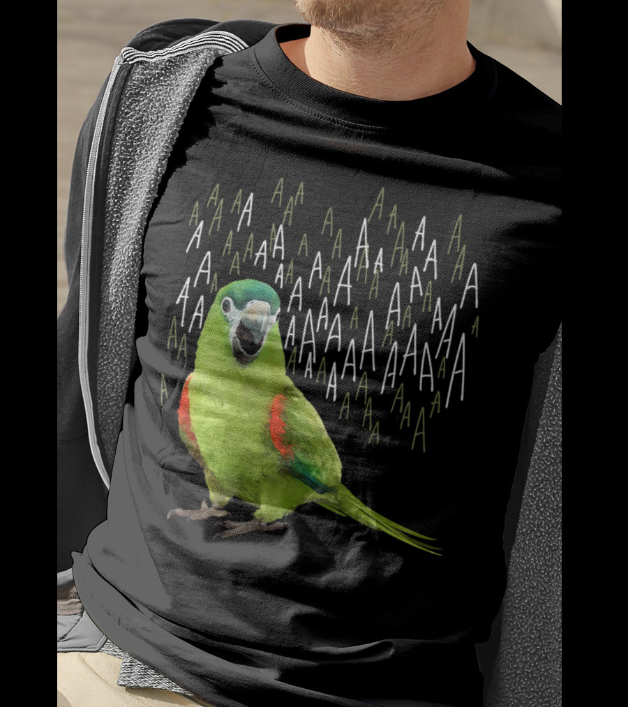 Screaming Hahn's Macaw AAAA Repeated Green And Red Parrot T-Shirt