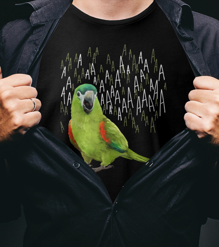 Screaming Hahn's Macaw AAAA Repeated Green And Red Parrot T-Shirt