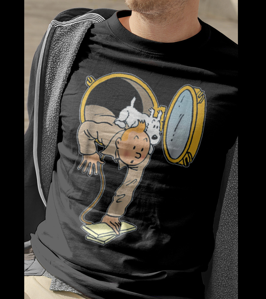 Tintin And Snowy Emerging From Submarine Porthole T-Shirt