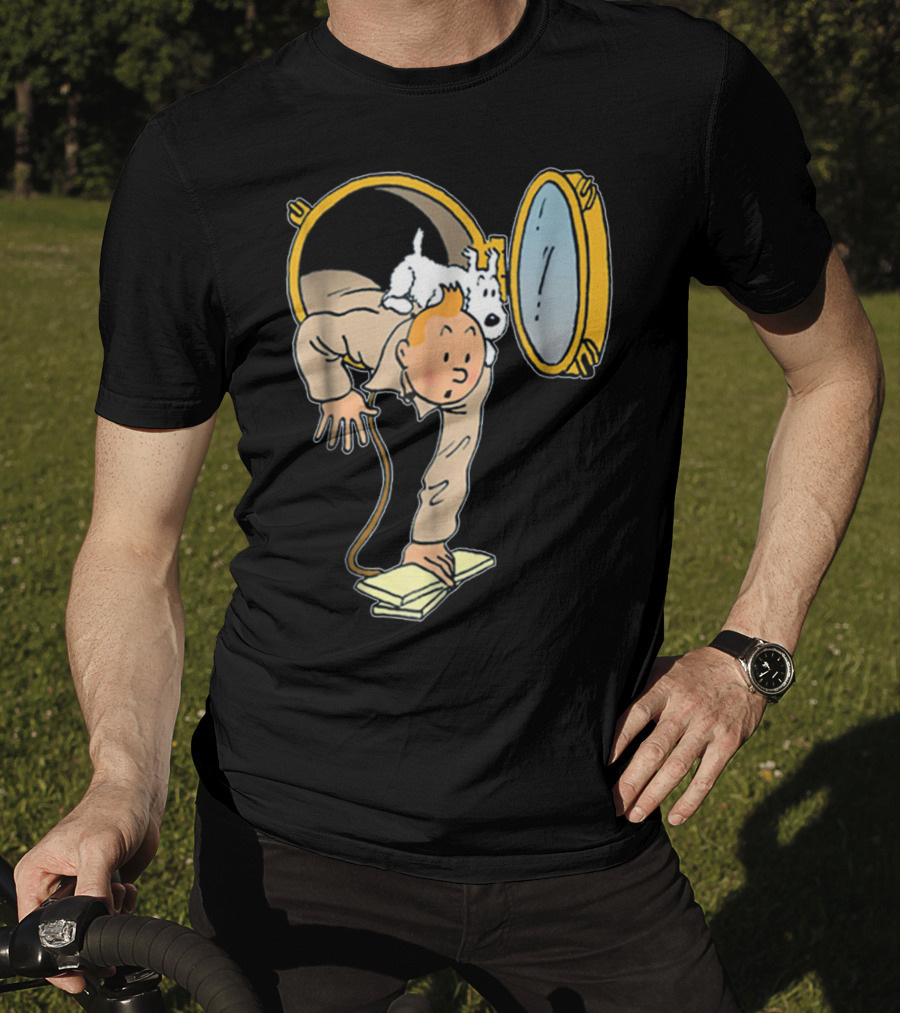 Tintin And Snowy Emerging From Submarine Porthole T-Shirt