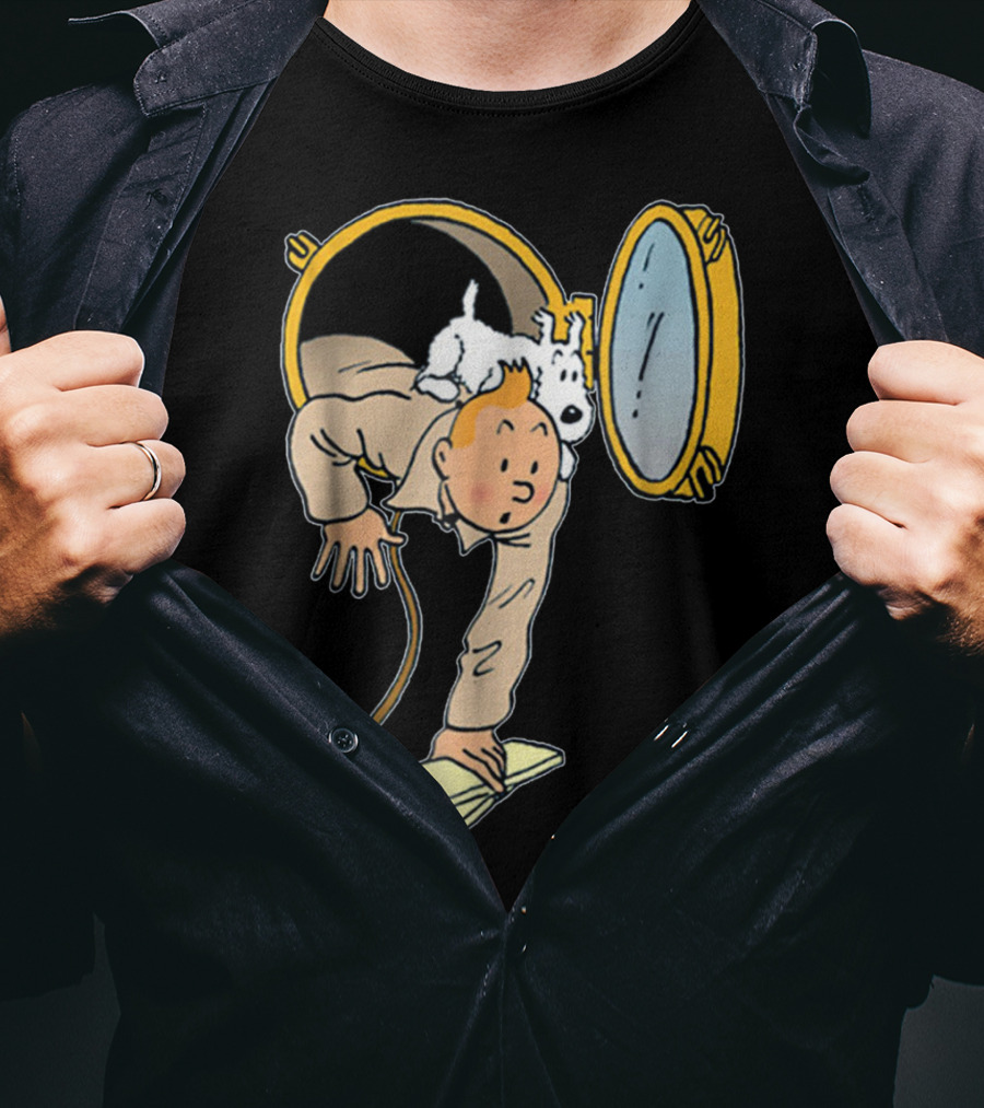 Tintin And Snowy Emerging From Submarine Porthole T-Shirt