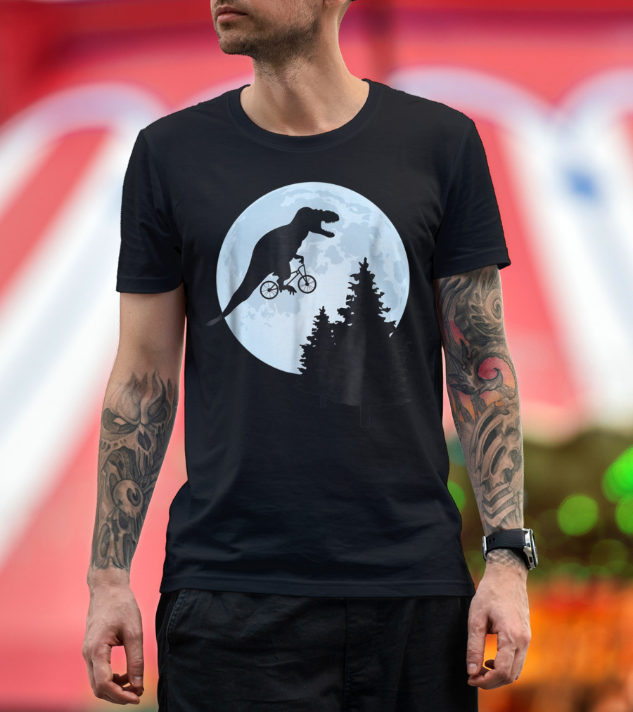 T Rex Bicycle Moon Ride for Funny Rex Lovers T-Shirt