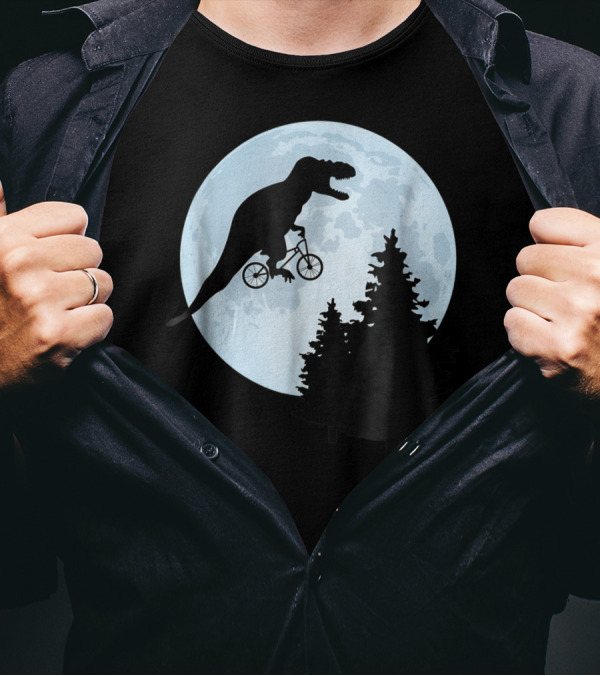 T Rex Bicycle Moon Ride For Funny Rex Lovers T-Shirt