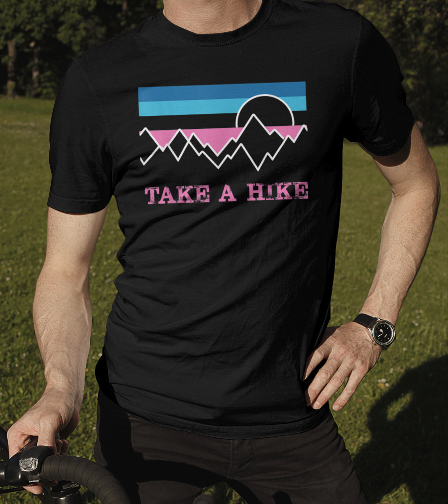 Take A Hike Retro Sunset Mountain Wilderness Outdoor Adventure T-Shirt