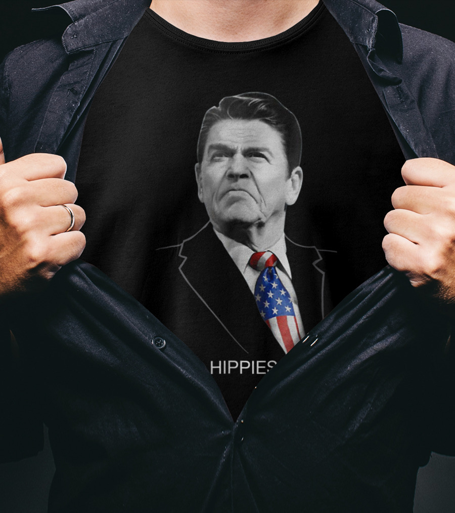 Ronald Reagan I Smell Hippies Patriotic Conservative T-Shirt