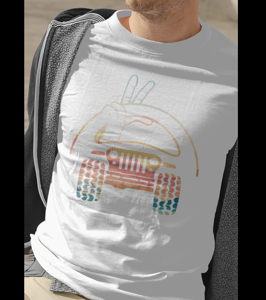 Jeep Wave Peace Sign Retro Vintage Look T-Shirt