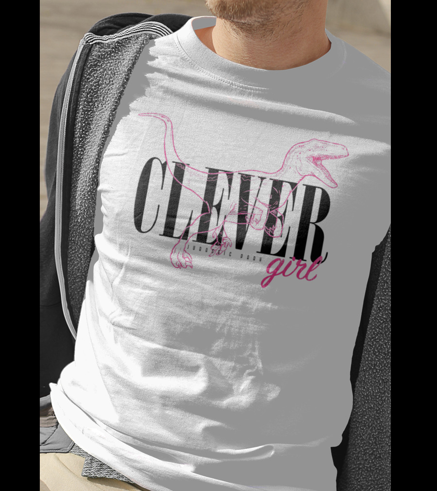 Jurassic Park Clever Girl Neon Pink Raptor Outline T-Shirt