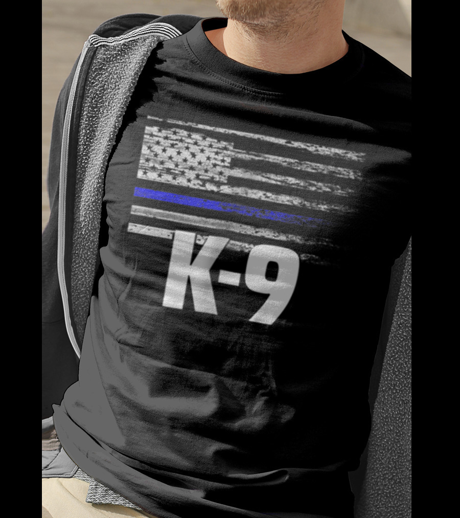 K-9 Police USA Flag Law Enforcement Officer LEO Cops T-Shirt