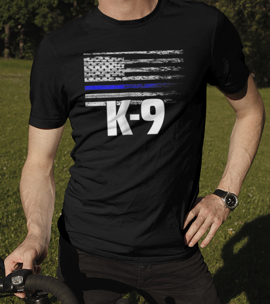 K-9 Police USA Flag Law Enforcement Officer LEO Cops T-Shirt