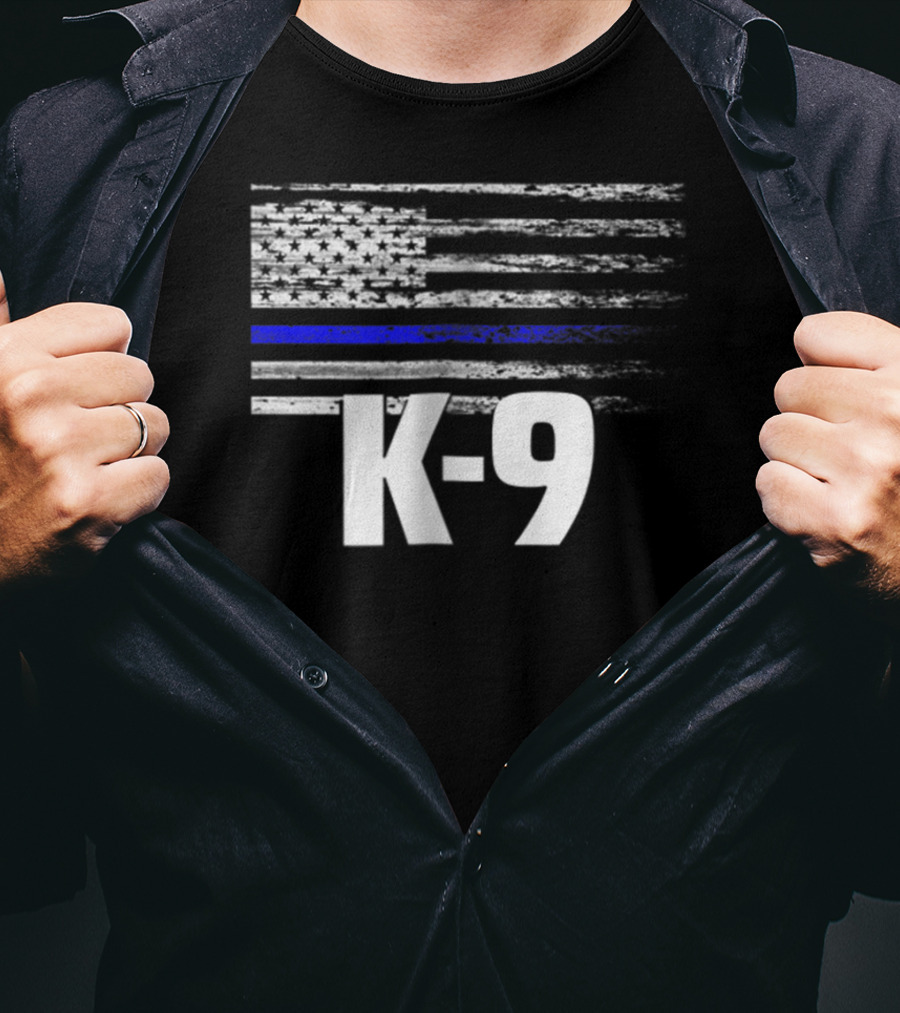 K-9 Police USA Flag Law Enforcement Officer LEO Cops T-Shirt