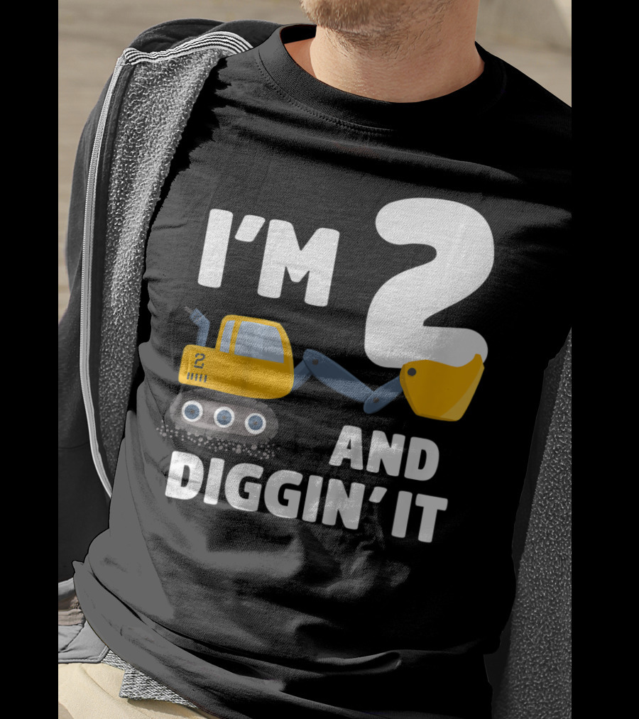 I'm 2 And Diggin' It Kids Construction Truck 2nd Birthday Boy T-Shirt
