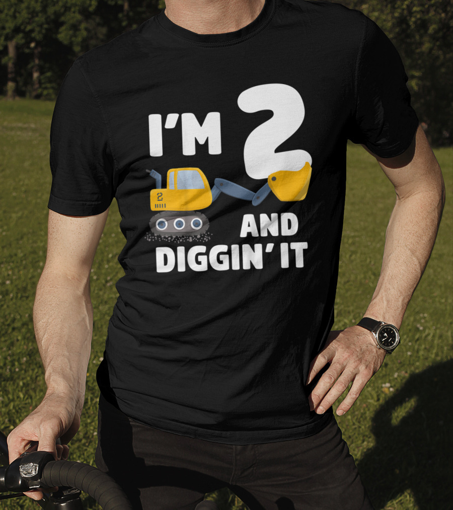 I'm 2 And Diggin' It Kids Construction Truck 2nd Birthday Boy T-Shirt