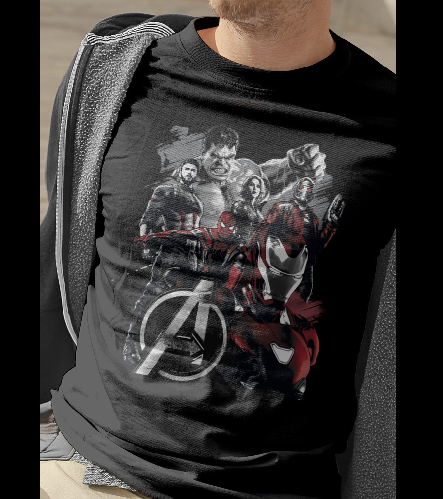 Marvel Avengers Infinity War Grunge Iron Man Spider-Man Captain America Hulk Black Widow Star-Lord T-Shirt