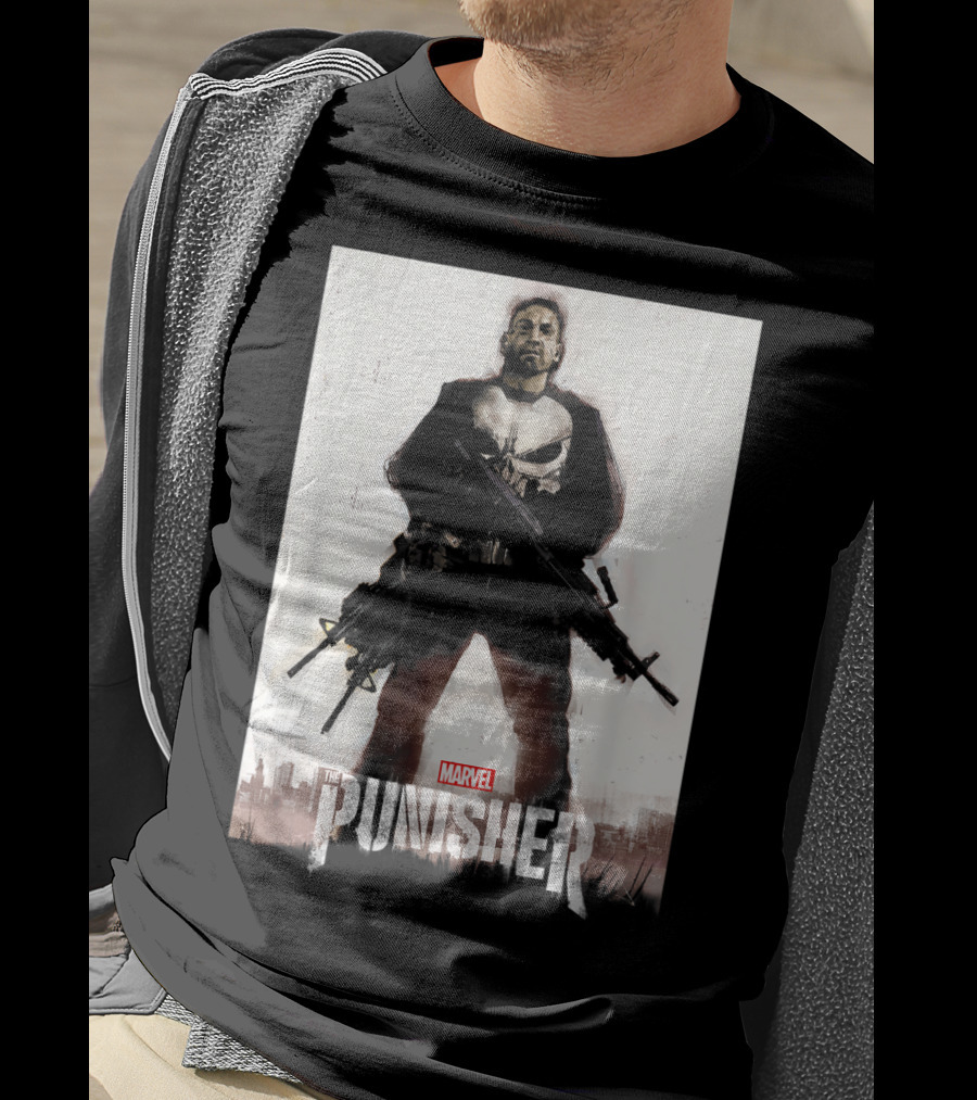 Marvel The Punisher Frank Castle One Man Army Standing With Weapons And Skull Emblem T-Shirt
