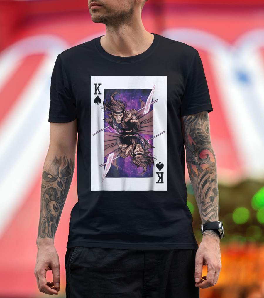 Marvel X Men Gambit King Of Spades Playing Card Character T-Shirt