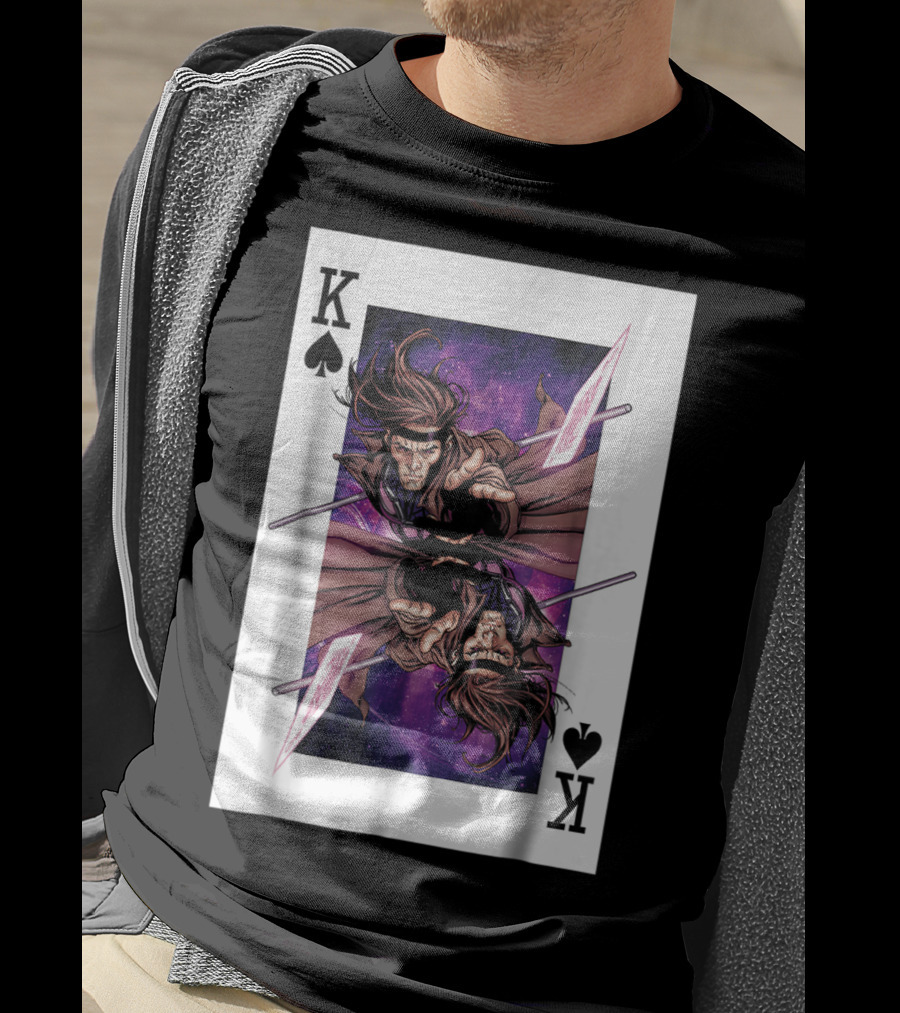 Marvel X Men Gambit King Of Spades Playing Card Character T-Shirt
