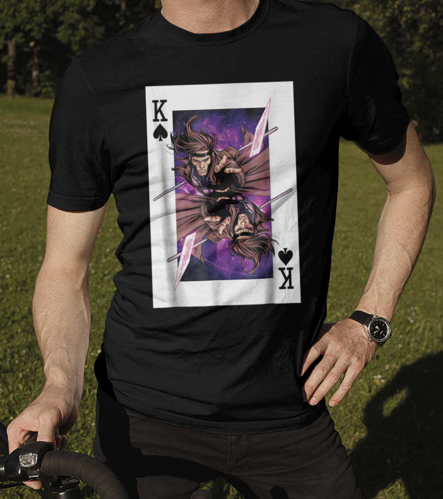 Marvel X Men Gambit King Of Spades Playing Card Character T-Shirt