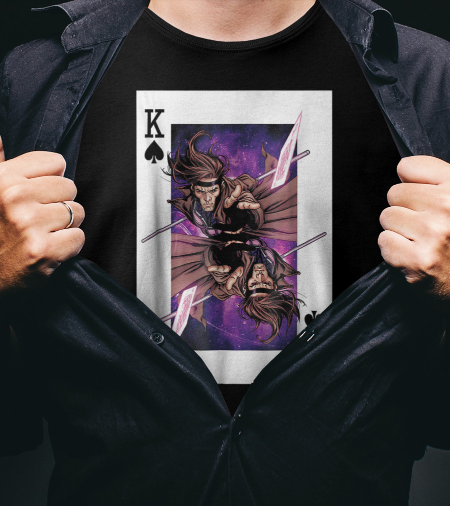 Marvel X Men Gambit King Of Spades Playing Card Character T-Shirt