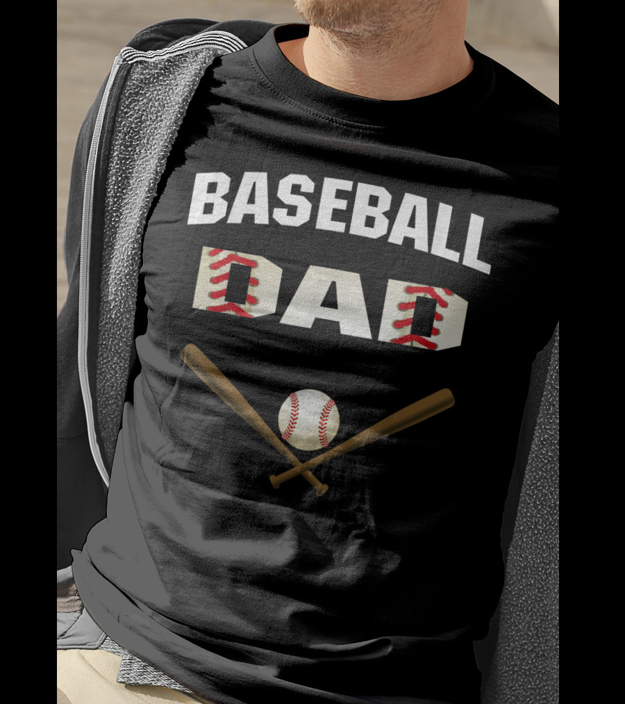 Baseball Dad Best With Crossed Bats And Ball T-Shirt