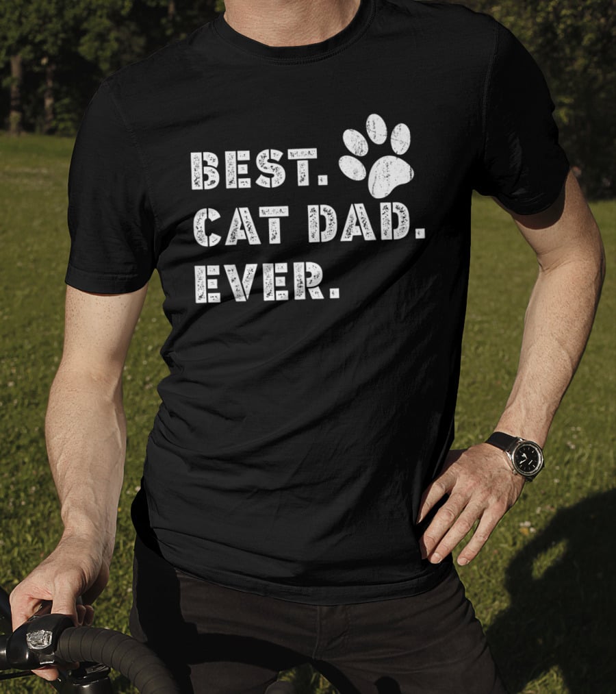 Best Cat Dad Ever Father's Day Mens Paw Prints T-Shirt