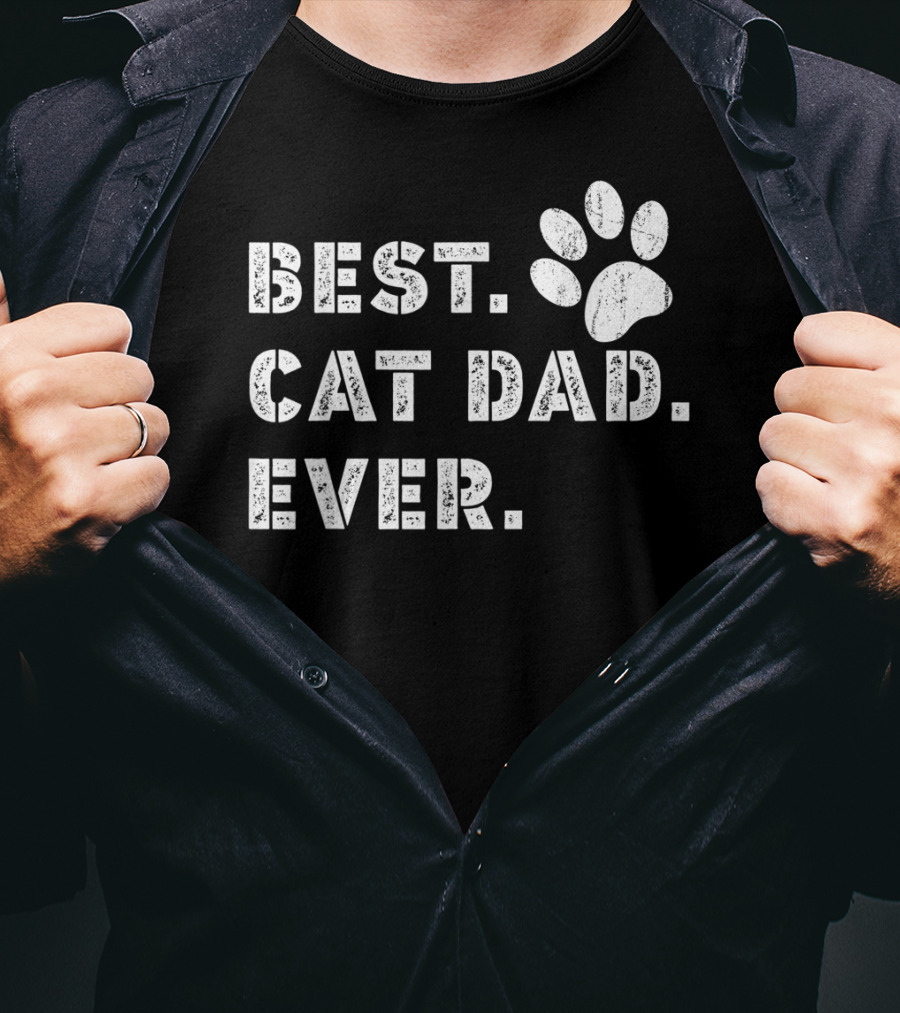 Best Cat Dad Ever Father's Day Mens Paw Prints T-Shirt