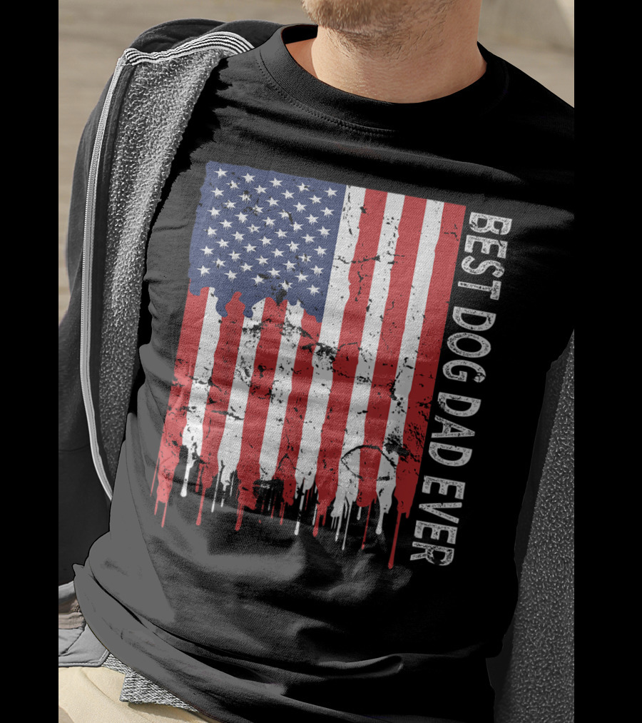 Best Dog Dad Ever American Flag Mens T-Shirt